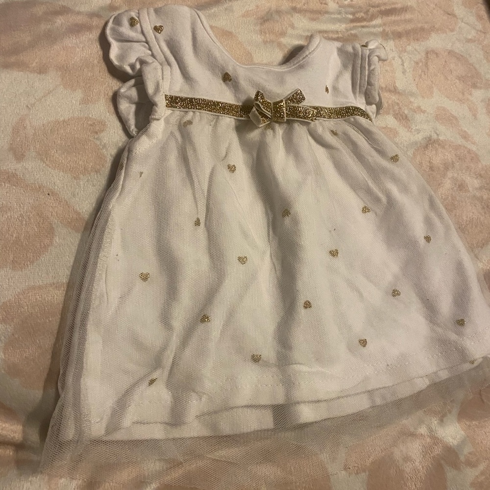 White and gold Rene Rofe 3-6 month baby dress